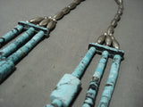 Exquisite Vintage Santo Domingo/ Navajo Blue Diamond Turquoise Native American Jewelry Silver Necklace-Nativo Arts