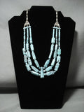 Exquisite Vintage Santo Domingo/ Navajo Blue Diamond Turquoise Native American Jewelry Silver Necklace-Nativo Arts