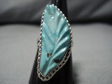 Exquisite Vintage Zuni Blue Gem Turquoise Sterling Silver Native American Ring-Nativo Arts