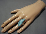 Exquisite Vintage Zuni Blue Gem Turquoise Sterling Silver Native American Ring-Nativo Arts