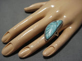 Exquisite Vintage Zuni Blue Gem Turquoise Sterling Silver Native American Ring-Nativo Arts