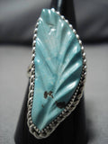 Exquisite Vintage Zuni Blue Gem Turquoise Sterling Silver Native American Ring-Nativo Arts