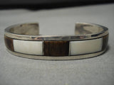 Exquisite Vintage Zuni/ Native American Navajo Ironwood Thick Sterling Silver Bracelet Old-Nativo Arts