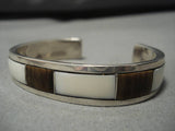 Exquisite Vintage Zuni/ Native American Navajo Ironwood Thick Sterling Silver Bracelet Old-Nativo Arts