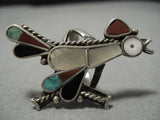 Exquisite Vintage Zuni/ Native American Navajo Roadrunner Turquoise Sterling Silver Inlay Ring-Nativo Arts