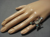 Exquisite Vintage Zuni/ Native American Navajo Roadrunner Turquoise Sterling Silver Inlay Ring-Nativo Arts