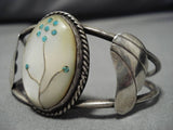 Exquisite Vintage Zuni Pearl Sterling Silver Native American Bracelet-Nativo Arts