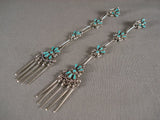 Exquisite Vintage Zuni Turquoise Native American Jewelry Silver Earrings-Nativo Arts