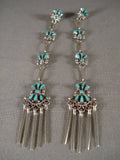 Exquisite Vintage Zuni Turquoise Native American Jewelry Silver Earrings-Nativo Arts