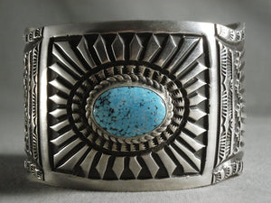 Extra Detailed Vintage Navajo Turquoise Native American Jewelry Silver Bracelet-Nativo Arts