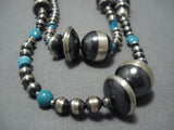 Extra Long 60' Vintage Native American Jewelry Navajo Sterling Silver Turquoise Wrap Around Necklace-Nativo Arts