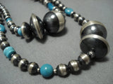 Extra Long 60' Vintage Native American Jewelry Navajo Sterling Silver Turquoise Wrap Around Necklace-Nativo Arts