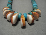 Extra Long And Rare!! Vintage Native American Navajo Turquoise Heishi Jacla Necklace Old-Nativo Arts