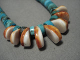 Extra Long And Rare!! Vintage Native American Navajo Turquoise Heishi Jacla Necklace Old-Nativo Arts