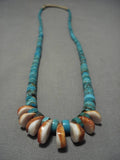 Extra Long And Rare!! Vintage Native American Navajo Turquoise Heishi Jacla Necklace Old-Nativo Arts