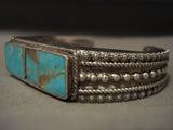 Extra Thick Advanced Native American Jewelry Silver Work Vintage Navajo Bisbee Turquoise Native American Jewelry Silver Bracelet-Nativo Arts