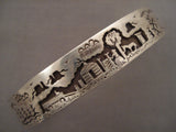 Extreme Detailed Vintage 'Navajo Lifestyle' Native American Jewelry Silver Hogan Bracelet-Nativo Arts