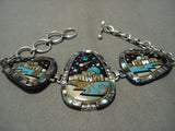 Extreme Intricacy Vintage Navajo Turquoise Native American Jewelry Silver 'Flying Star: Native American Jewelry Silver Bracelet-Nativo Arts