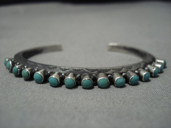 Extreme Protruding Green Turquoise Native American Jewelry Navajo Sterling Silver Bracelet-Nativo Arts