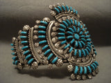 Extreme Turquoise Work Zuni Native American Jewelry Silver Bracelet Huge-Nativo Arts