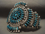 Extreme Turquoise Work Zuni Native American Jewelry Silver Bracelet Huge-Nativo Arts