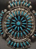 Extreme Turquoise Work Zuni Native American Jewelry Silver Bracelet Huge-Nativo Arts