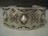 Extremely Detailed Expert Stamp Vintage Navajo Native American Jewelry Silver Bracelet-Nativo Arts