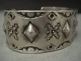 Extremely Detailed Expert Stamp Vintage Navajo Native American Jewelry Silver Bracelet-Nativo Arts