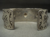 Extremely Detailed Expert Stamp Vintage Navajo Native American Jewelry Silver Bracelet-Nativo Arts