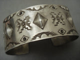 Extremely Detailed Expert Stamp Vintage Navajo Native American Jewelry Silver Bracelet-Nativo Arts