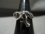 Extremely Detailed Horse Vintage Navajo Native American Jewelry Silver Ring Old-Nativo Arts