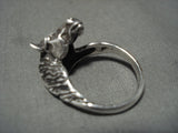 Extremely Detailed Horse Vintage Navajo Native American Jewelry Silver Ring Old-Nativo Arts