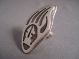 Extremely Detailed Vintage Hopi Paw Native American Jewelry Silver Ring-Nativo Arts