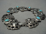Extremely Detailed!! Vintage Native American Jewelry Navajo Turquoise Sterling Silver Bracelet Old-Nativo Arts