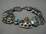 Extremely Detailed!! Vintage Native American Jewelry Navajo Turquoise Sterling Silver Bracelet Old-Nativo Arts