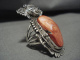 Extremely Detailed Vintage Navajo Native American Jewelry Silver Maiden Shell Ring-Nativo Arts
