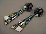 Extremely Intricate Rare Santo Domingo Turquoise Signed Earrings-Nativo Arts
