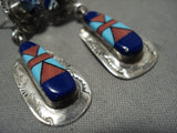 Extremely Intricate Vintage Zuni/ Navajo Native American Jewelry jewelry Turquoise Lapis Earrings Old-Nativo Arts