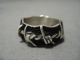 Extremely Rare Barbed Wire Native American Navajo Sterling Silver Ring-Nativo Arts