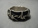 Extremely Rare Barbed Wire Native American Navajo Sterling Silver Ring-Nativo Arts