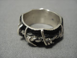 Extremely Rare Barbed Wire Native American Navajo Sterling Silver Ring-Nativo Arts