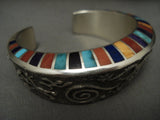 Extremely Rare Navajo Lonn Parker 'Tufa Cast' Turquoise Native American Jewelry Silver Bracelet-Nativo Arts