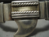 Striking Vintage Native American Navajo 18k Gold Sterling Silver Shark Bracelet Old-Nativo Arts
