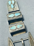 Early Vintage Native American Zuni Dishta Turquoise Sterling Silver Ranger Buckle Set-Nativo Arts
