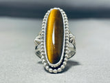 Signed Dynamic Native American Navajo Tigers Eye Sterling Silver Ring Signed-Nativo Arts