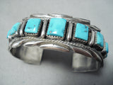 Stunning Vintage Navajo Turquoise Sterling Silver Bracelet Native American Old-Nativo Arts