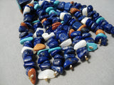 One Of The Best Vintage Native American Navajo Lapis Santo Domingo Sterling Silver Necklace-Nativo Arts