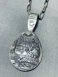 One Of The Most Detailed Hand Carved Vintage Native American Navajo Sterling Silver Necklace-Nativo Arts