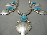 Important Vintage Native American Navajo Mike Perry Turquoise Sterling Silver Necklace Old-Nativo Arts
