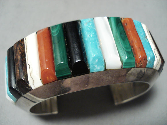 Heavy Vintage Native American Navajo Charles Loloma Style Turquoise Sterling Silver Bracelet-Nativo Arts